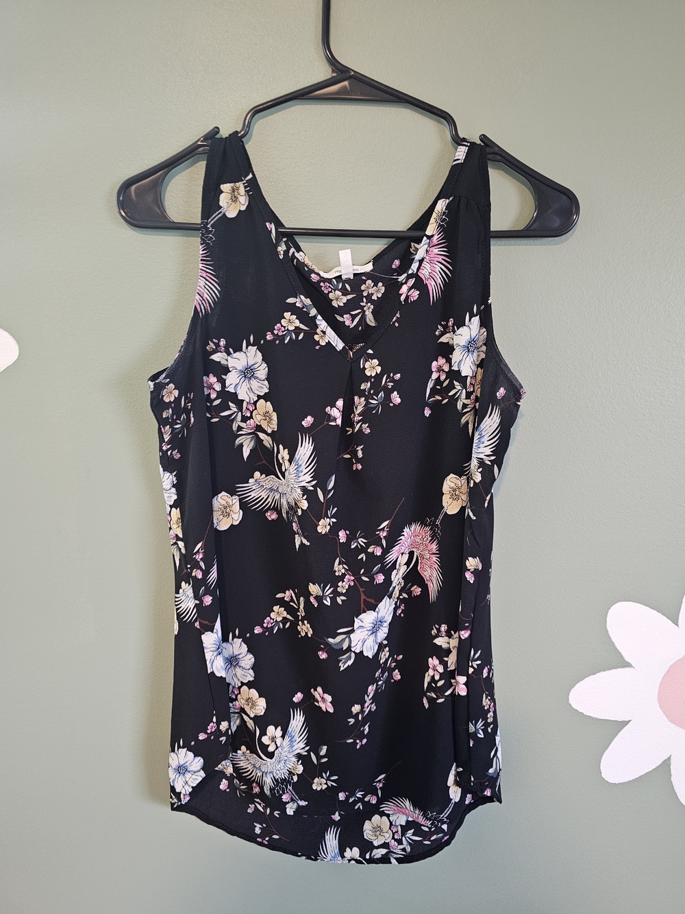 Maurices Black Floral V-Neck Camisole